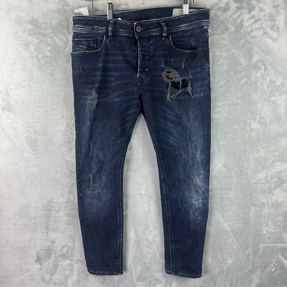 Diesel Sleenker Slim Skinny Button Fly Jeans Men 32 Blue Stretch Denim